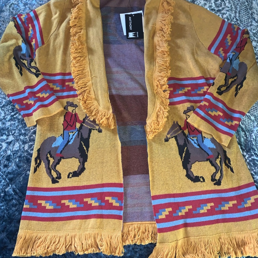 Annthony Original NEW cowboy horse sweater XL